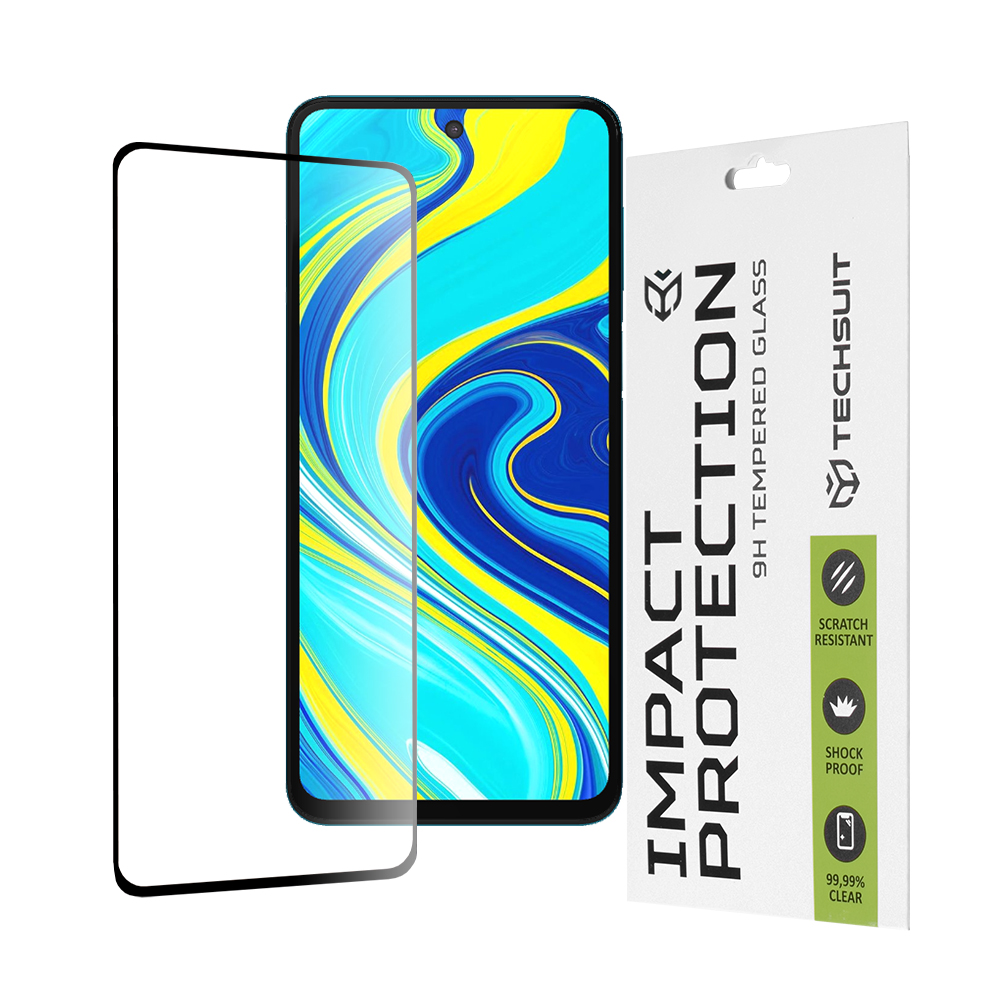 Капак за Xiaomi Redmi Note 9S / Note 9 Pro / Note 9 Pro Max - Techsuit 111D Full Cover / Full Glue Glass - Черен