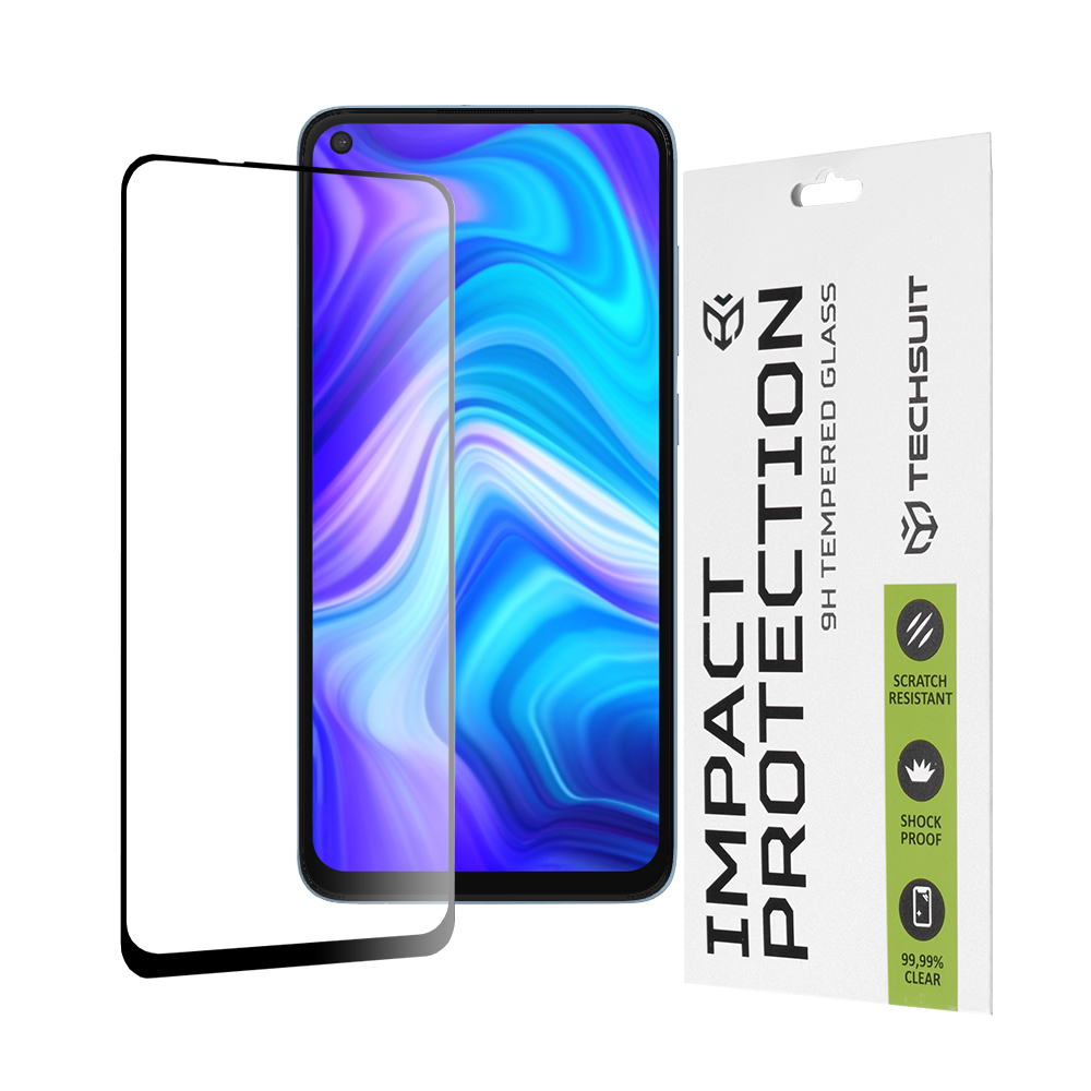 Капак за Xiaomi Redmi Note 9 / Redmi 10X 4G - Techsuit 111D Full Cover / Full Glue Glass - Черен