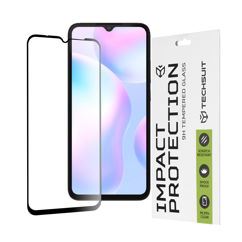 Калъф за Xiaomi Xiaomi Redmi 9/9A/9AT/9C/9C/9C NFC/10A/A1/A1+/A2/A2/A2+ - Techsuit 111D Full Cover / Full Glue Glass - Черен