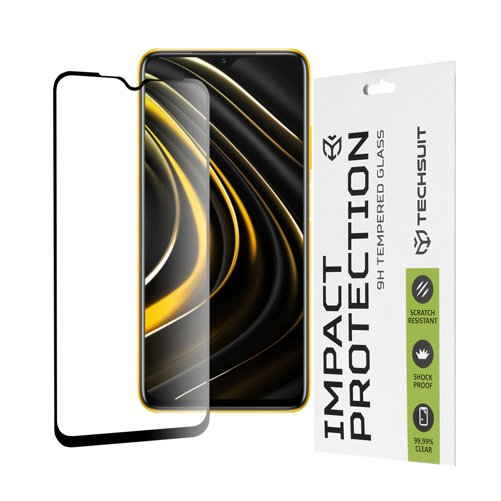 Капак за Xiaomi Poco M3 / Redmi 9 Power / Redmi 9T - Techsuit 111D Full Cover / Full Glue Glass - Черен
