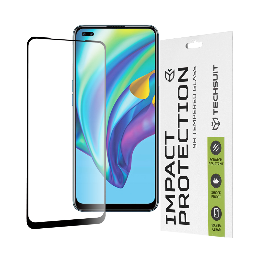 Oppo Reno4 Lite - Techsuit 111D Full Cover / Full Glue Glass - Черен