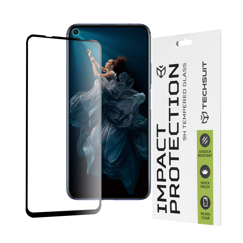 Капак за Huawei nova 5T / Honor 20 / Honor 20 Pro / Mate 30 Lite - Techsuit 111D Full Cover / Full Glue Glass - Черен
