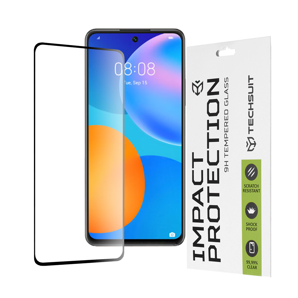 Капак за Huawei P Smart 2021 - Techsuit 111D Full Cover / Full Glue Glass - Черен