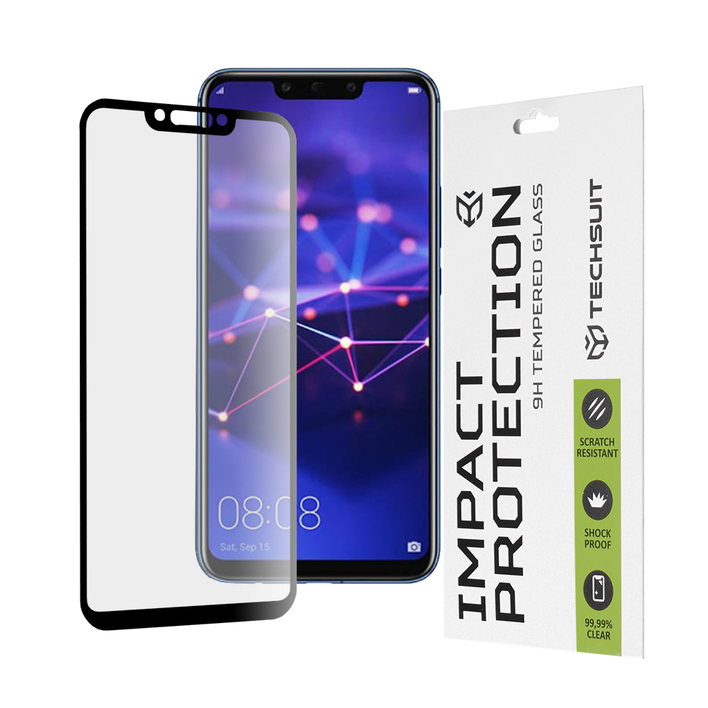 Калъф за Huawei Mate 20 Lite / Nova 3 / Nova 3i / P Smart Plus - Techsuit 111D Full Cover / Full Glue Glass - Черен