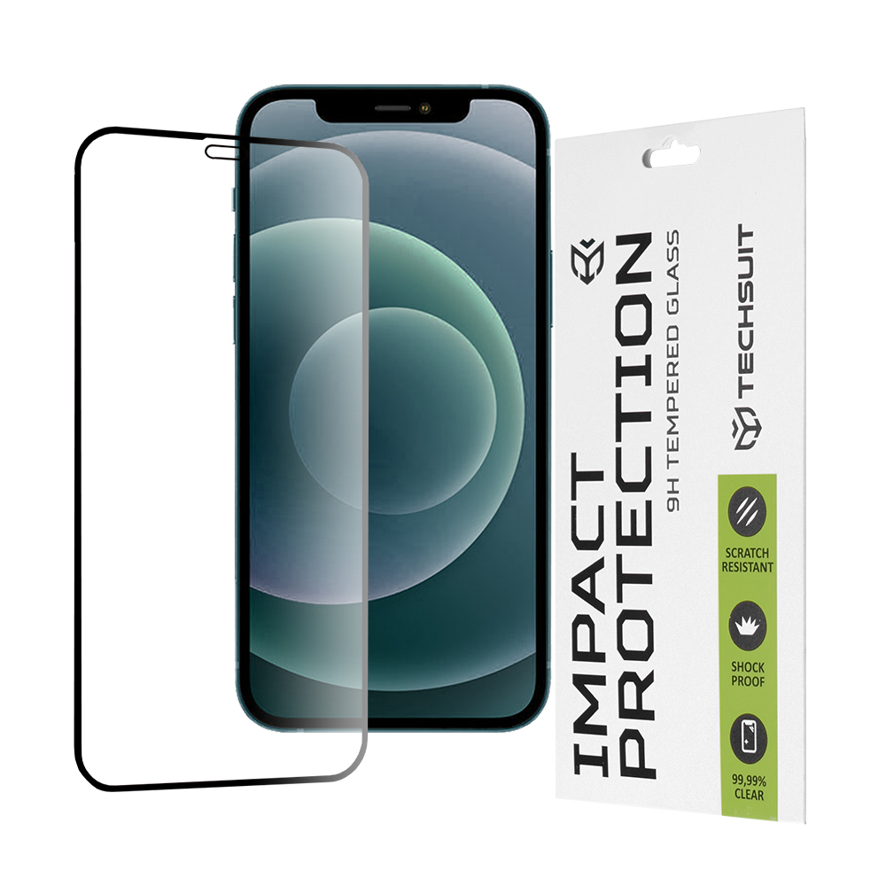 Калъф за iPhone 12 Pro Max - Techsuit 111D Full Cover / Full Glue Glass - Черен