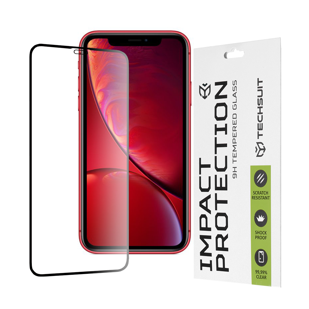 Калъф за iPhone 11 / iPhone XR - Techsuit 111D Full Cover / Full Glue Glass - Черен
