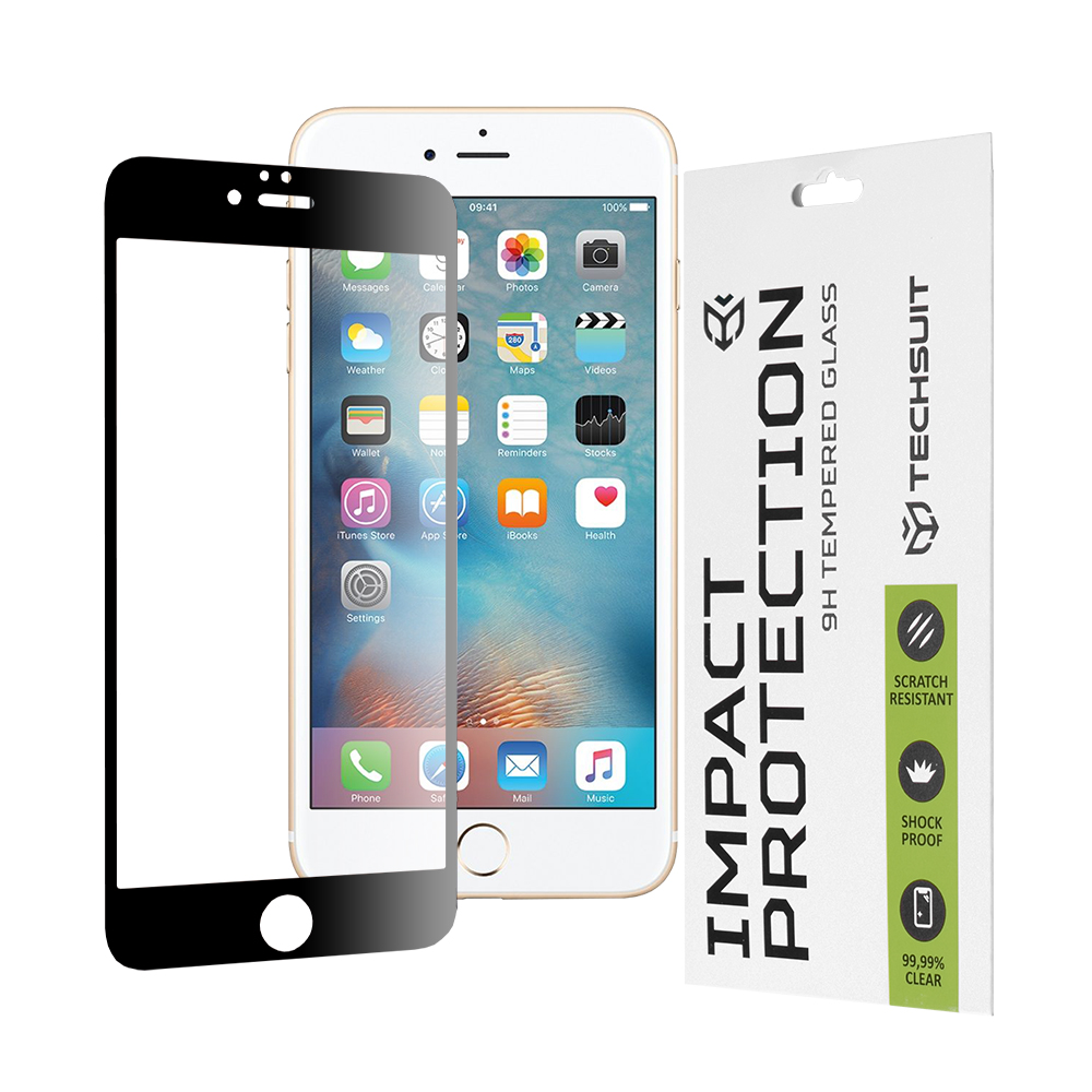 Калъф за iPhone 6 Plus / iPhone 6S Plus - Techsuit 111D Full Cover / Full Glue Glass - Черен