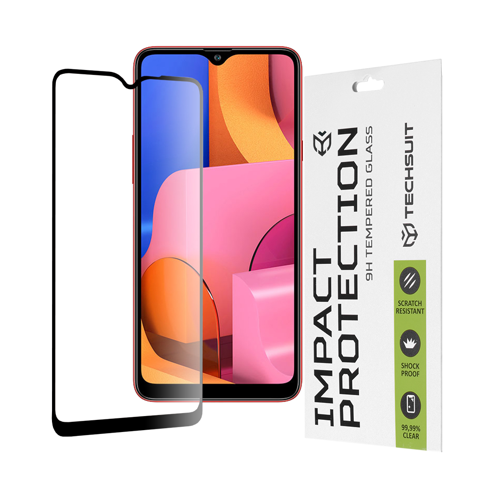 Капак за Samsung Galaxy A20s - Techsuit 111D Full Cover / Full Glue Glass - Черен