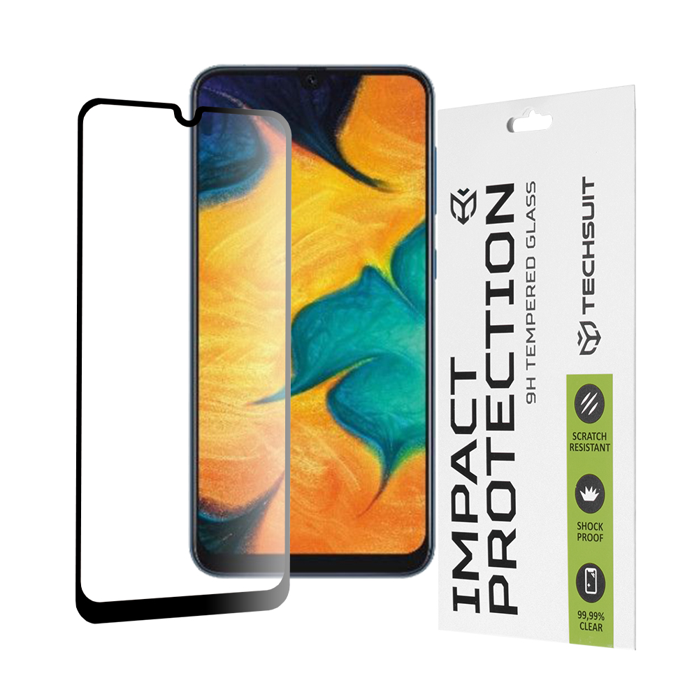 Калъф за Samsung Galaxy A20 / A30 / A30s / A50 / A50s / A50s / M21 / M30 / M30s / M31 - Techsuit 111D Full Cover / Full Glue Glass - Черен