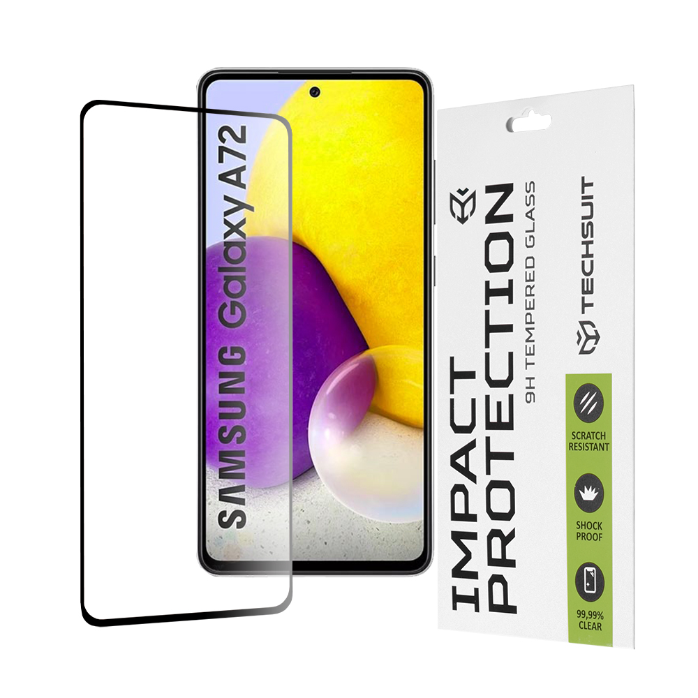 Калъф за Samsung Galaxy A72 4G / A72 5G - Techsuit 111D Full Cover / Full Glue Glass - Черен
