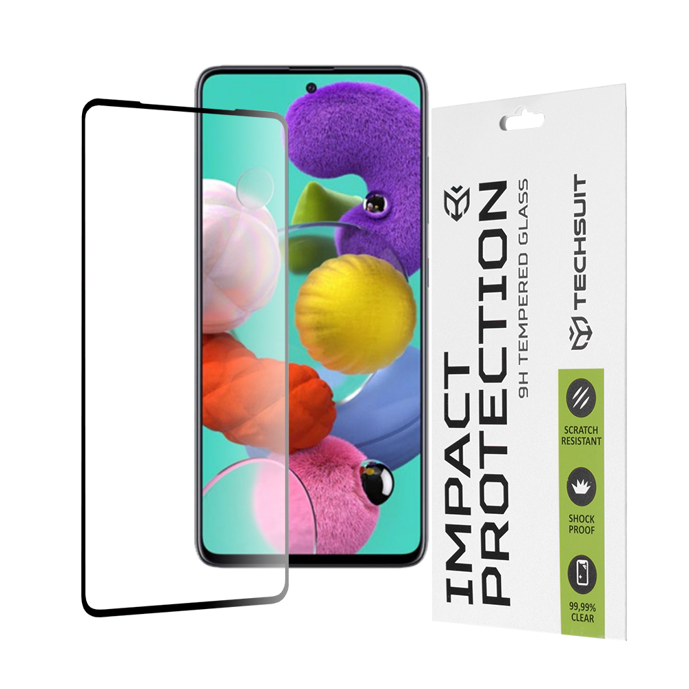 Калъф за Samsung Galaxy A51 4G / A51 5G - Techsuit 111D Full Cover / Full Glue Glass - Черен