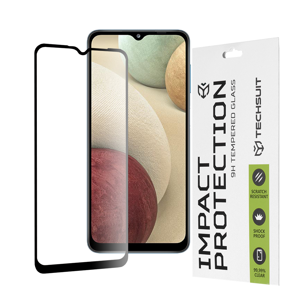 Калъф за Samsung Galaxy A02 / M02 / A12 / A12 Nacho / F12 / M12 / A32 5G - Techsuit 111D Full Cover / Full Glue Glass - Черен