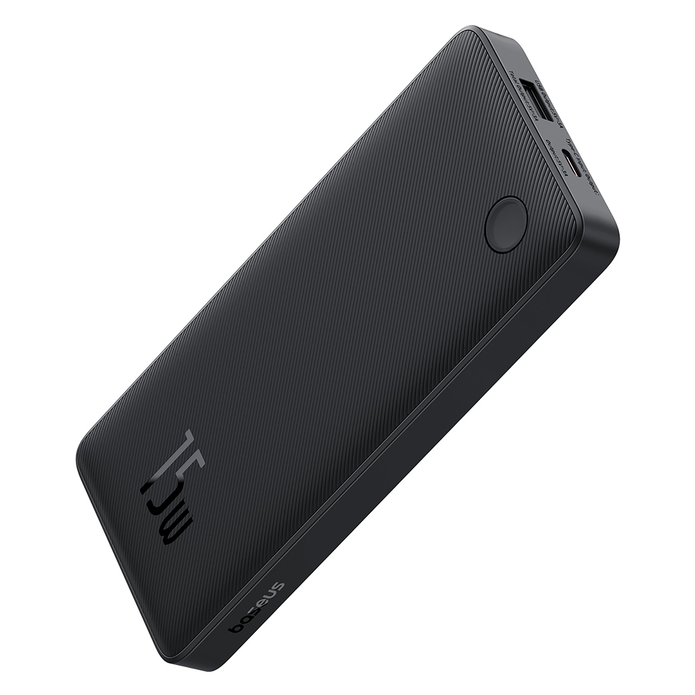 Външен USB батериен пакет USB, Type-C, 15W, 10000mAh + Type-C кабел, 30cm - Baseus Airpow Lite (P10067500123-00) - Cosmic Черен