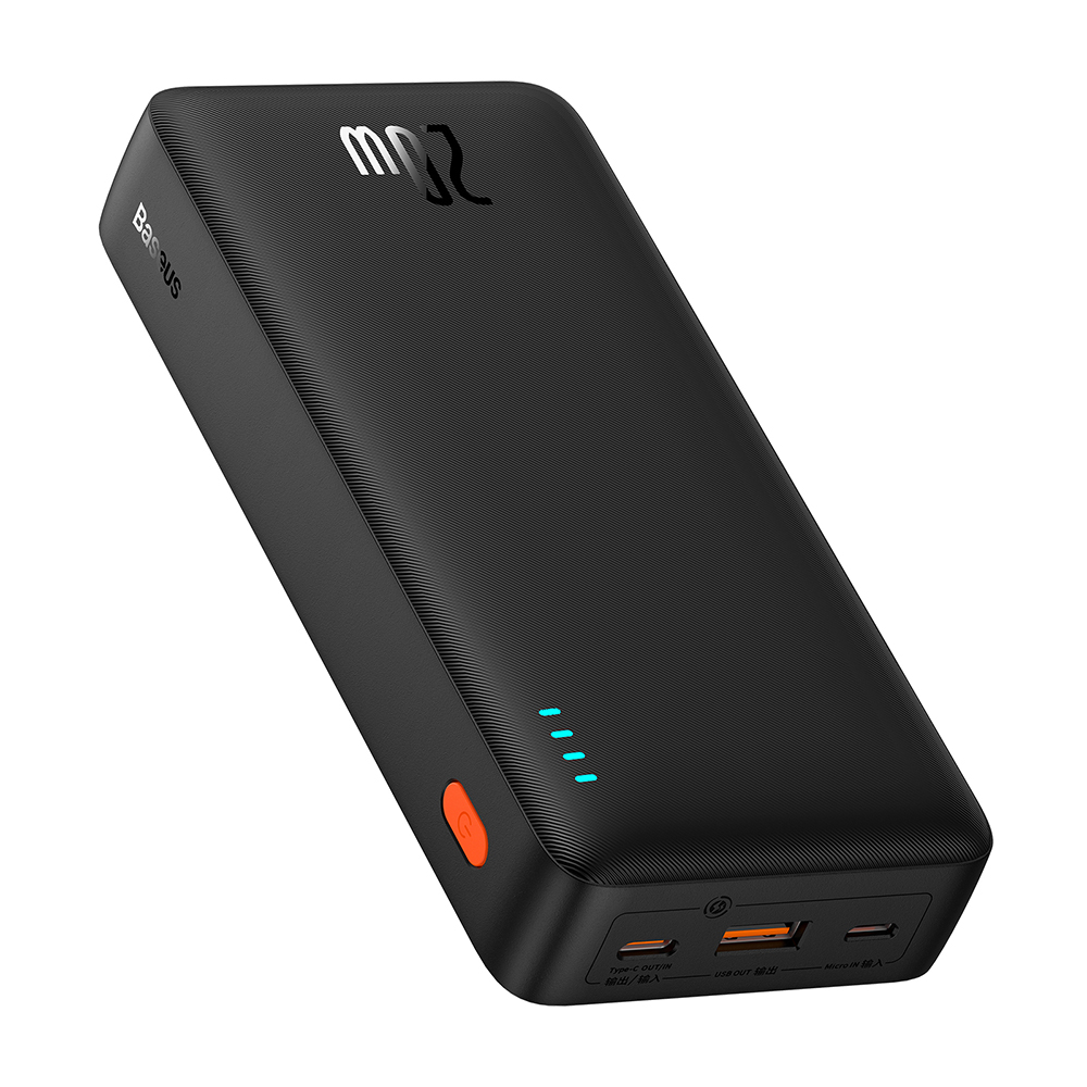 Външна USB батерия, Type-C, Micro-USB, 20W, 20000mAh - Baseus Airpow (P10022804113-00) - Черна