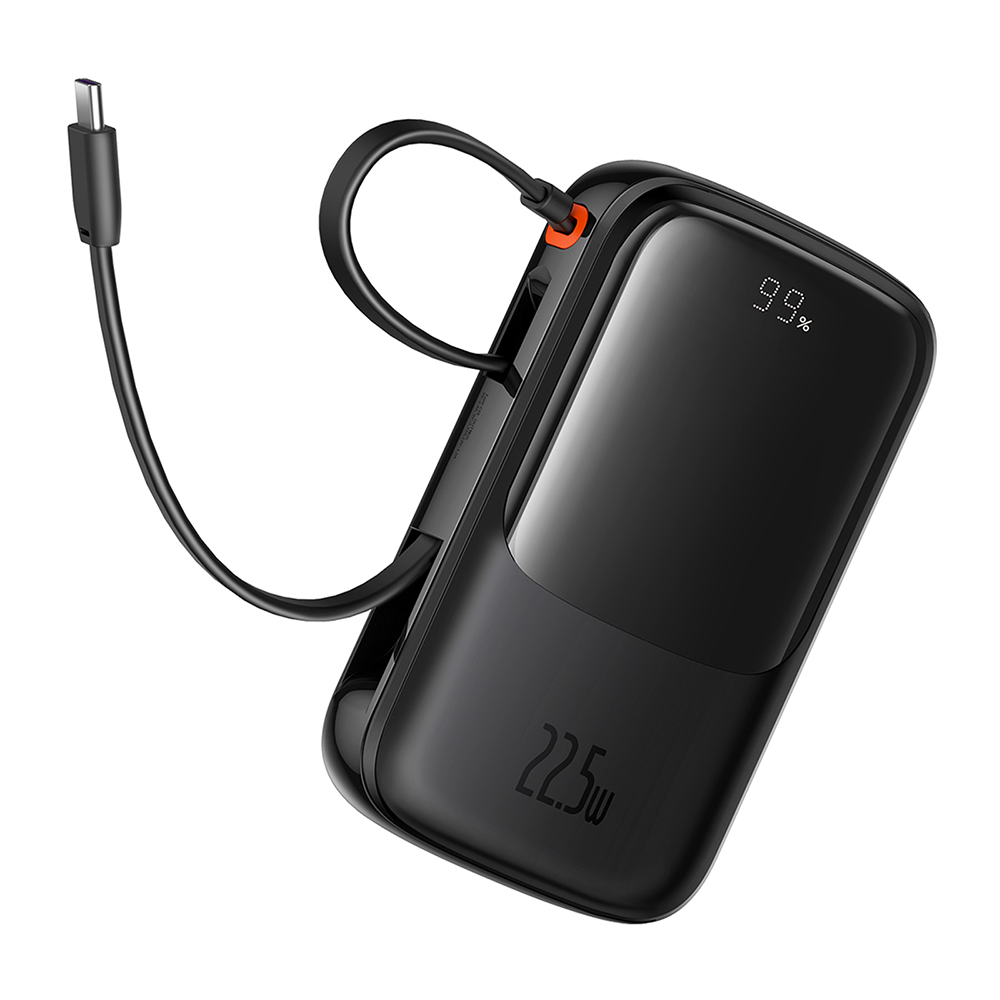 Външен батериен пакет Lightning, 2x Type-C, USB, 22.5W, 10000mAh + Type-C кабел - Baseus Qpow Pro+ (P10067101113113-00) - Черен