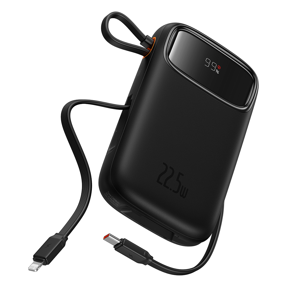 Външен пакет батерии Lightning, 2x Type-C, USB, 22,5 W, 10000 mAh + Type-C кабел, 30 cm - Baseus Qpow Pro+ (P1005555003113-00) - Черен