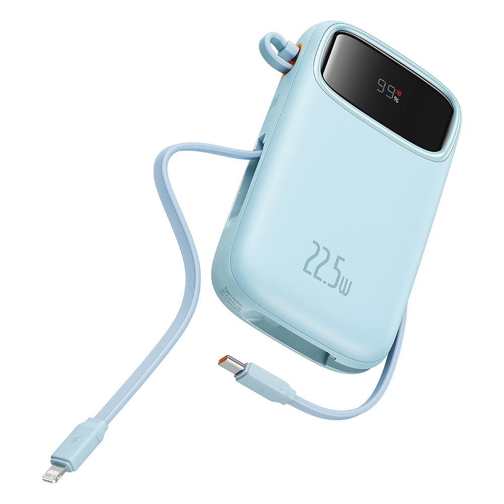 Външен Lightning батериен пакет, 2x Type-C, USB, 22,5 W, 20000 mAh + Type-C кабел, 30 cm - Baseus Qpow Pro+ (P1005555002313-00) - Син