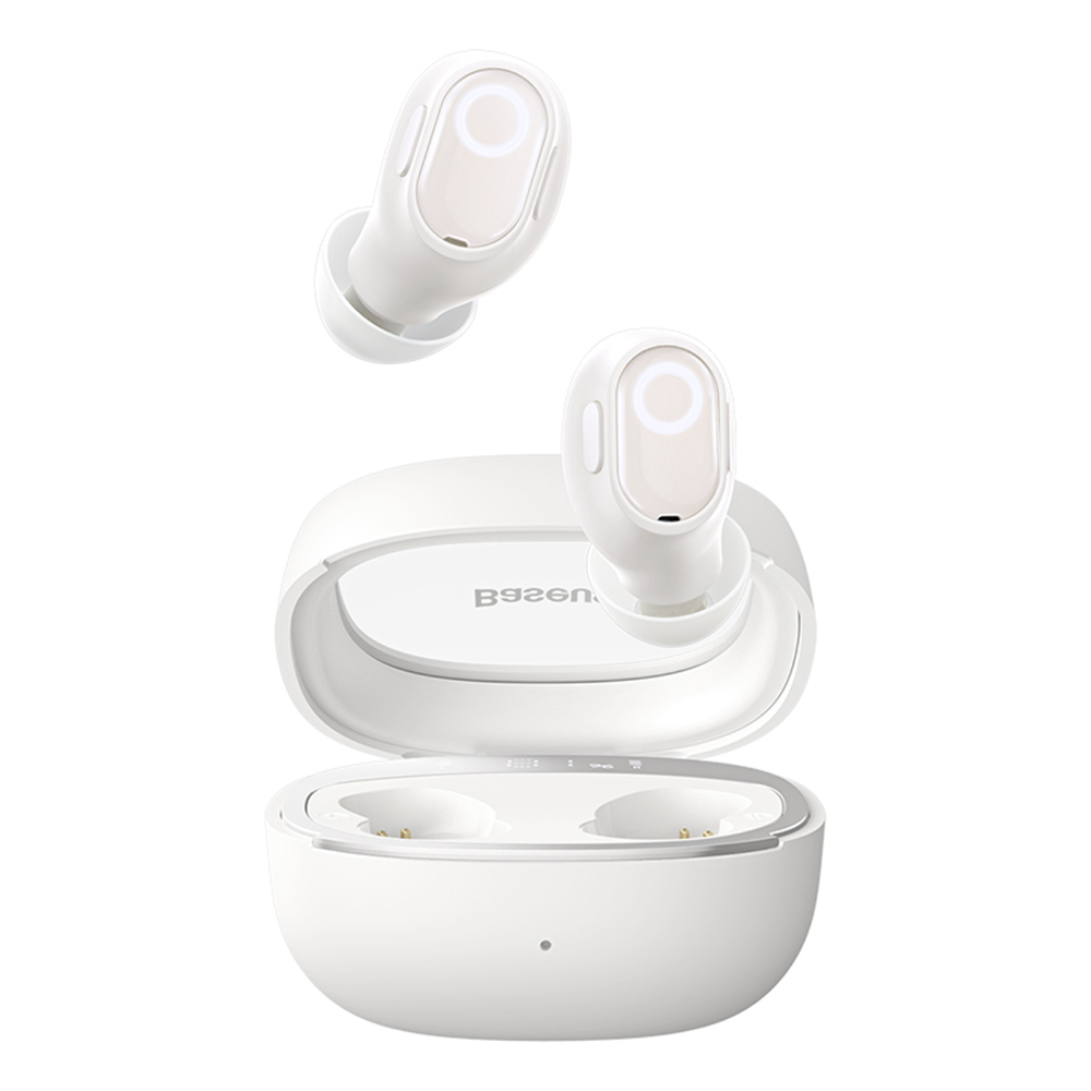 Bluetooth слушалки V5.3 със смарт дисплей, TWS - Baseus WM02+ (NGTWW370302) - кремаво бяло