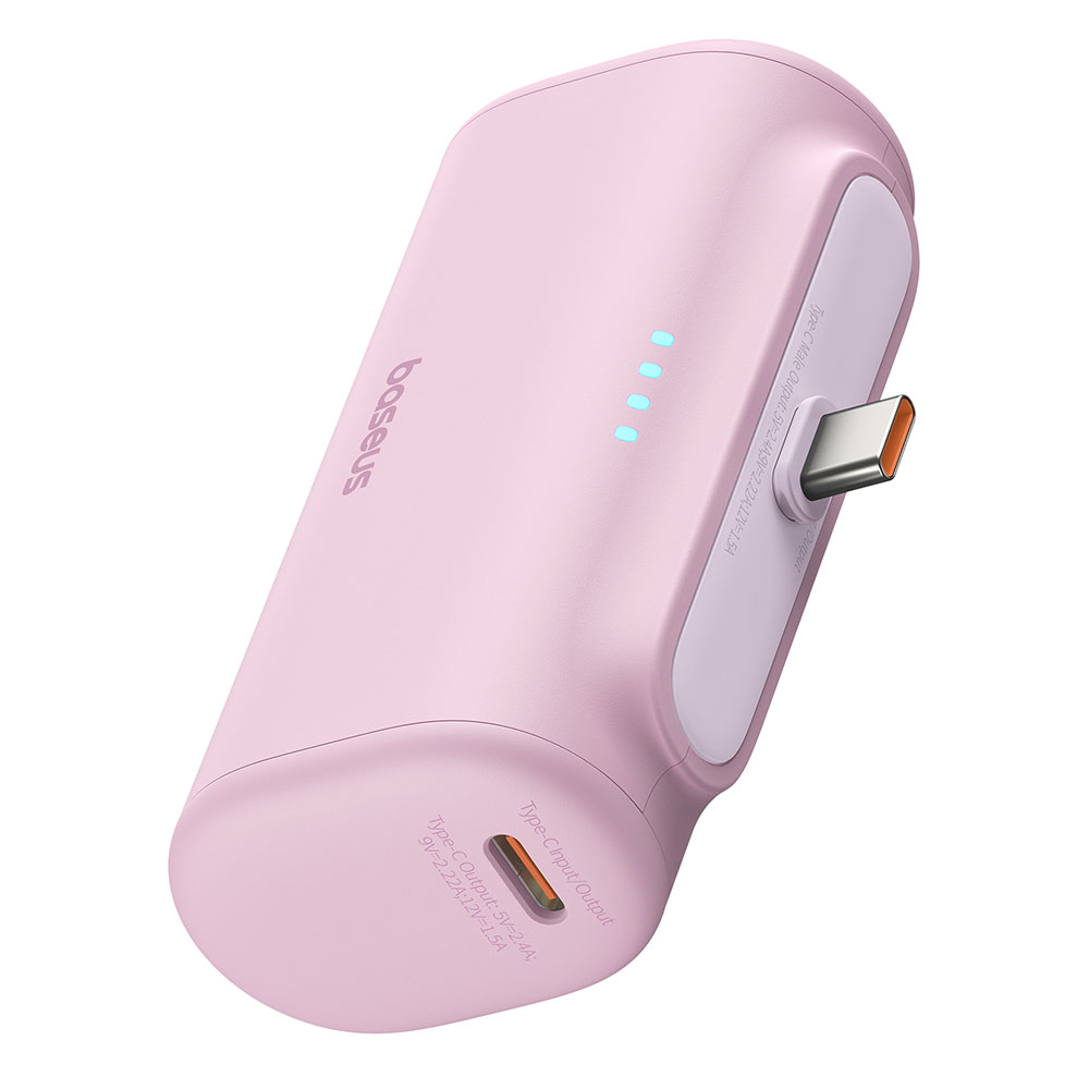 Външна Type-C батерия Type-C, 20W, 5000mAh + Type-C кабел - Baseus (P10068306413-00) - Baby Розов
