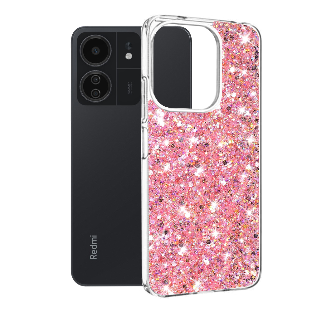 Калъф за Xiaomi Redmi 13C 4G / 13C 5G / Poco M6 / C65 - Techsuit Sparkly Glitter - Розов