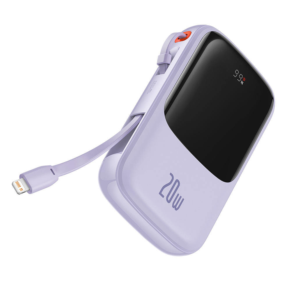 Външна батерия Lightning, Type-C, USB, 20000mAh, 20W - Baseus Qpow Pro (PPQD030005) - Лилав