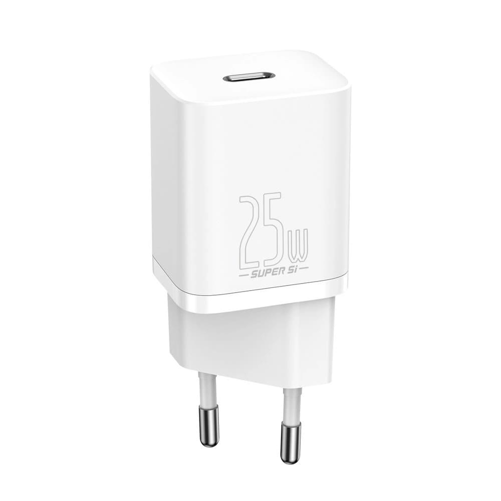 Зарядно устройство Priza, USB-C, 25W - Baseus Super Si 1C (CCSP020102) - Бяло