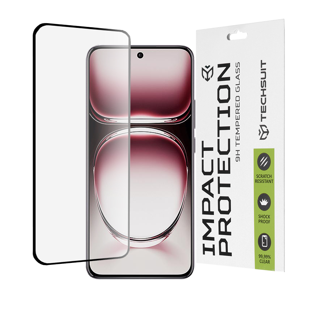 Калъф за Oppo Reno12 Pro - Techsuit 111D Full Cover / Full Glue Glass / 3D Curved Screen - Черен