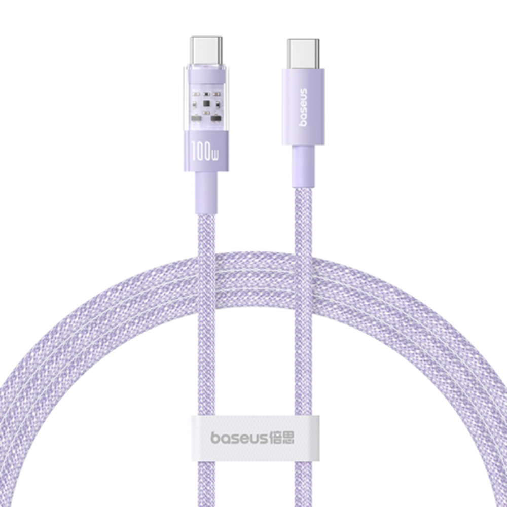 USB-C към Type-C кабел, супер бързо зареждане 100 W, 1 m - Baseus Gem (P1037373000511-00) - Nebula Лилав