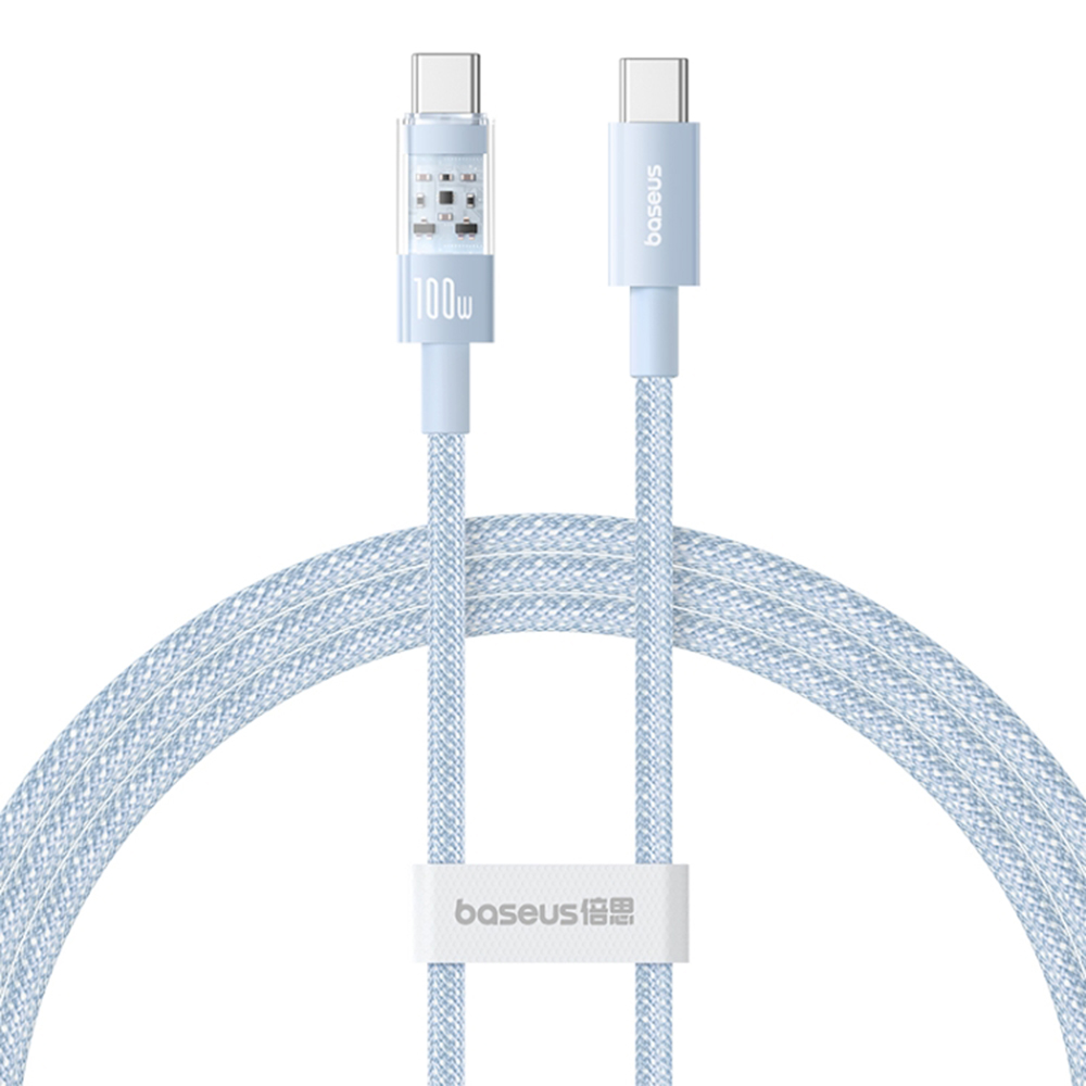 USB-C към Type-C кабел, супер бързо зареждане 100 W, 2 м - Baseus Gem (P10373000311-01) - Galaxy Син