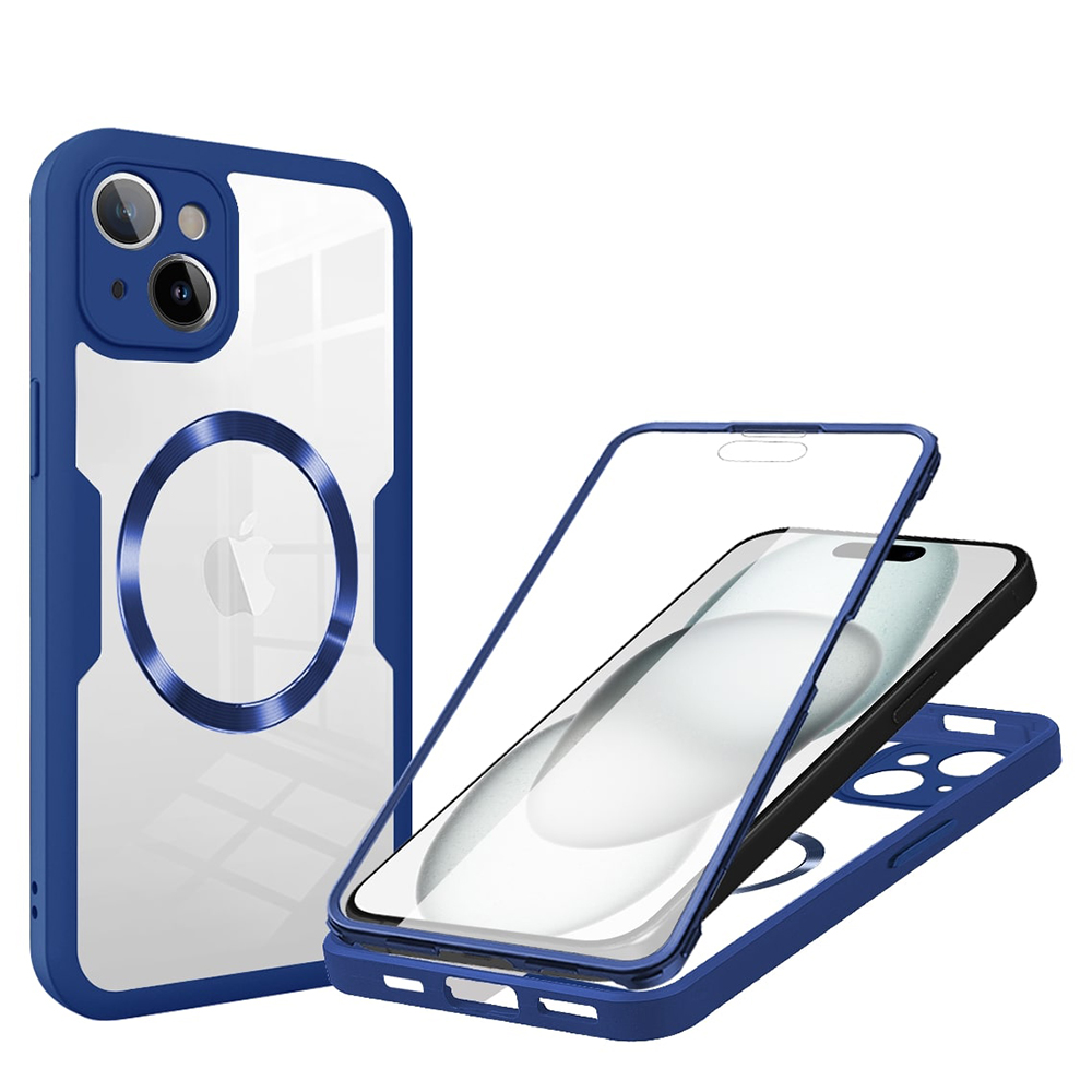 Калъф за iPhone 15 + калъф - Techsuit ColorVerse 360 MagSafe MagSafe Series - Син