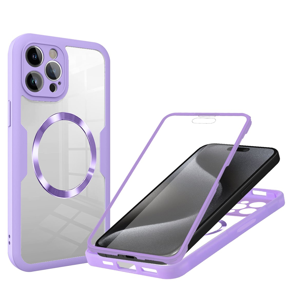 Калъф за iPhone 15 Pro Max + капак - Techsuit ColorVerse 360 MagSafe MagSafe Series - Лилав