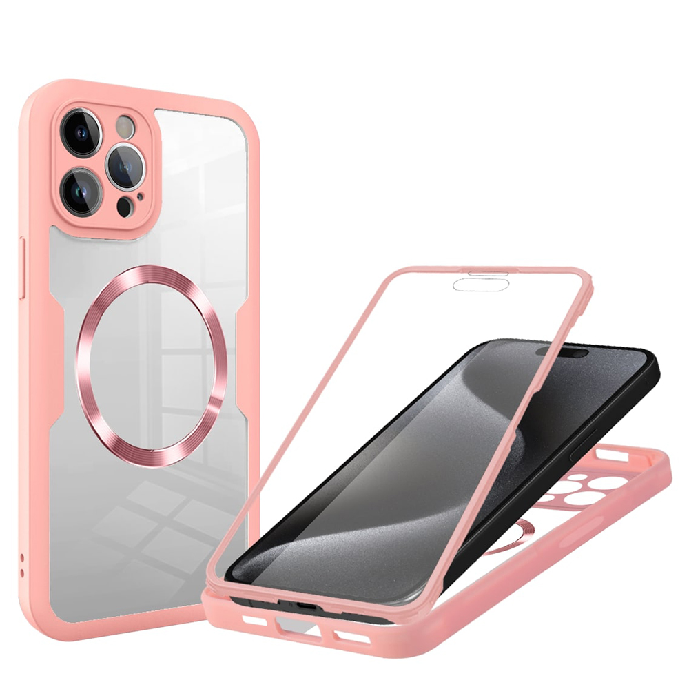 Калъф за iPhone 15 Pro Max + капак - Techsuit ColorVerse 360 MagSafe MagSafe Series - Розов