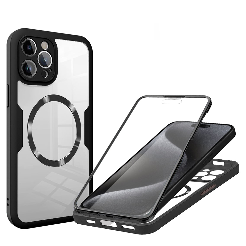 Калъф за iPhone 15 Pro Max + капак - Techsuit ColorVerse 360 MagSafe MagSafe Series - Черен