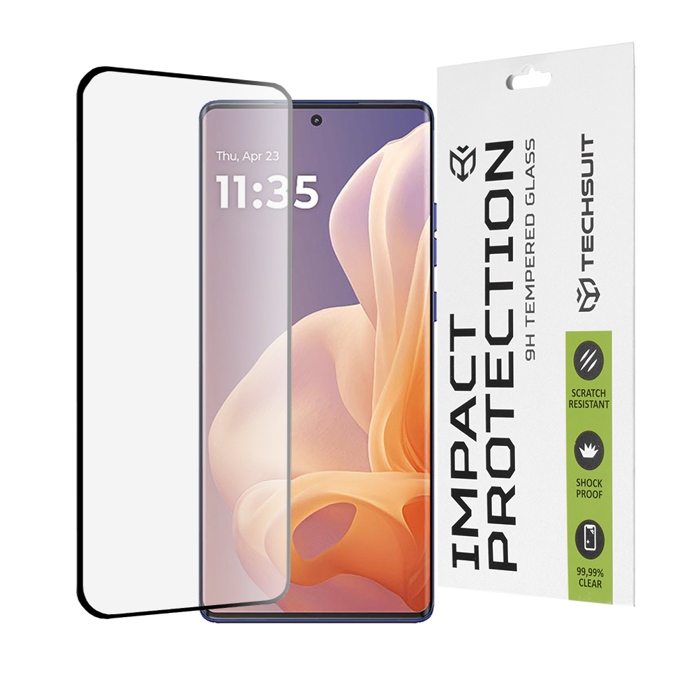 Капак за Motorola Moto G85 - Techsuit 111D Full Cover / Full Glue Glass / 3D Curved Screen - Черен