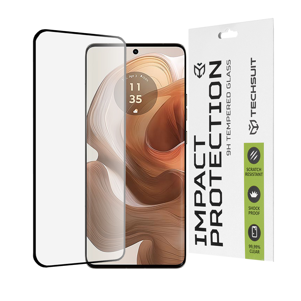 Капак за Motorola Edge 50 Ultra - Techsuit 111D Full Cover / Full Glue Glass / 3D Curved Screen - Черен