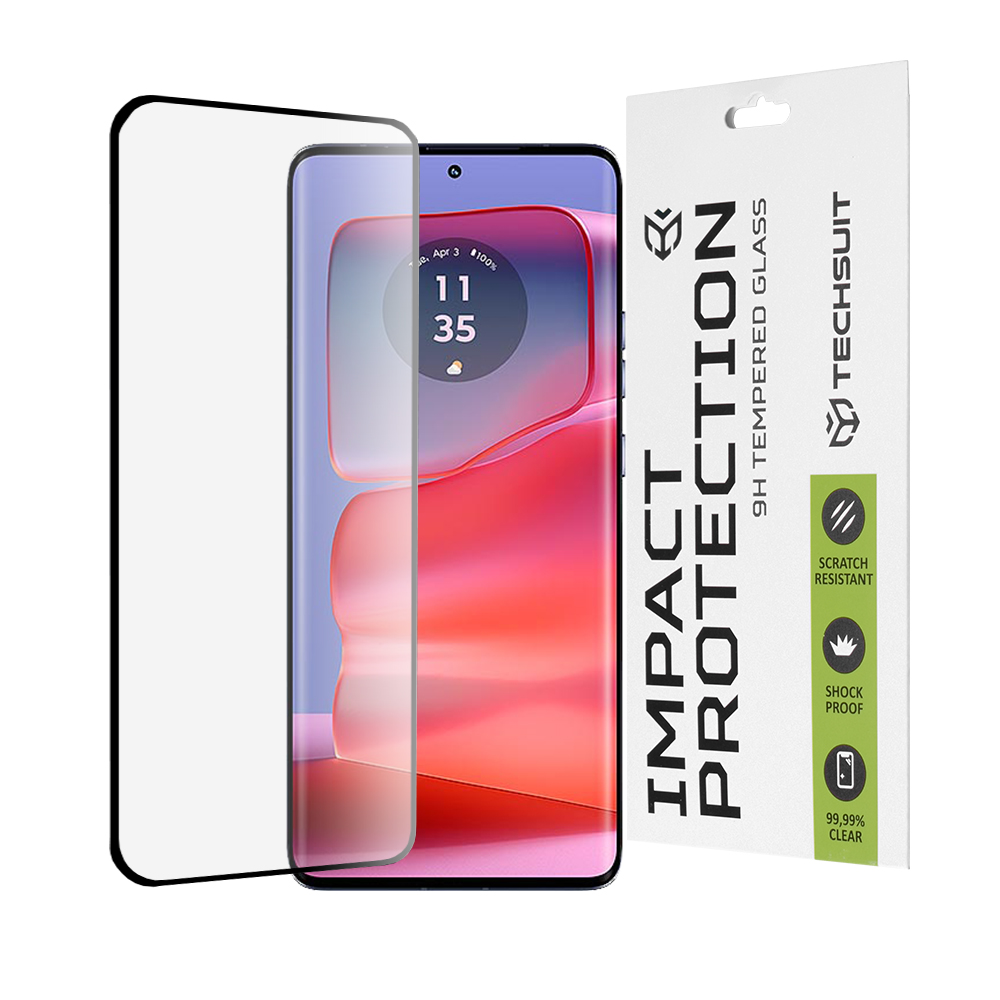 Капак за Motorola Edge 50 Pro - Techsuit 111D Full Cover / Full Glue Glass / 3D Curved Screen - Черен