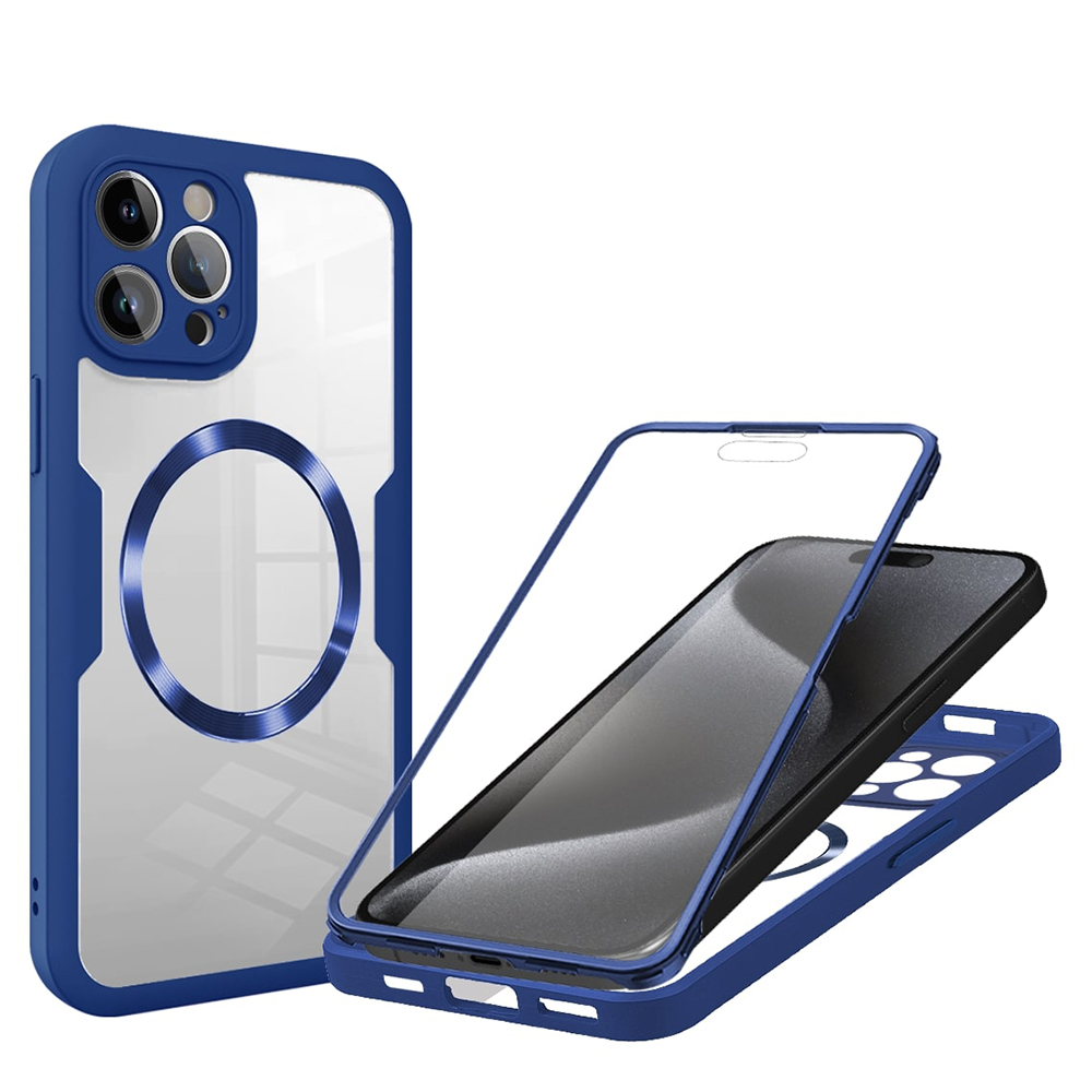 Калъф за iPhone 15 Pro + капак - Techsuit ColorVerse 360 MagSafe MagSafe Series - Син