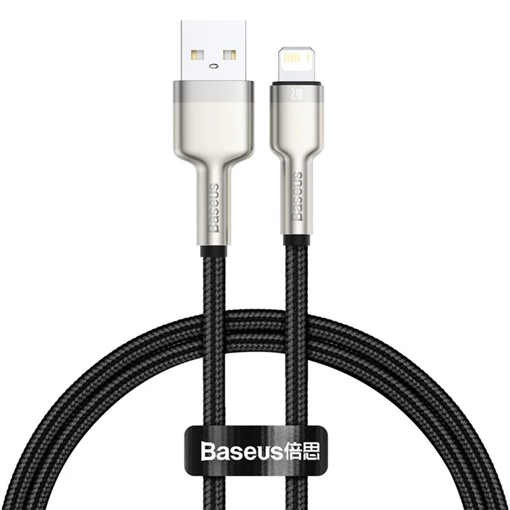 Кабел за данни USB към Lightning 2.4A 2.4A, 2m - Baseus Cafule (CALJK-B01) - Черен