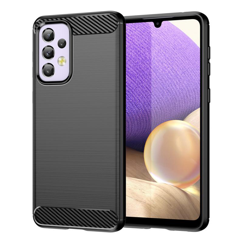 Калъф за Samsung Galaxy A32 5G - Techsuit Carbon Silicone - Черен