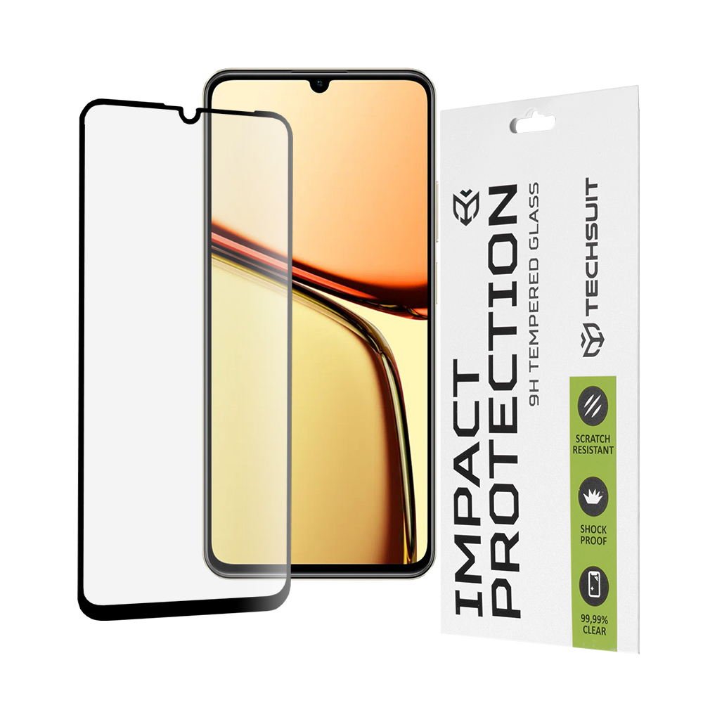 Фолио за Realme C61 / Realme C63 - Techsuit 111D Full Cover / Full Glue Glass - черно