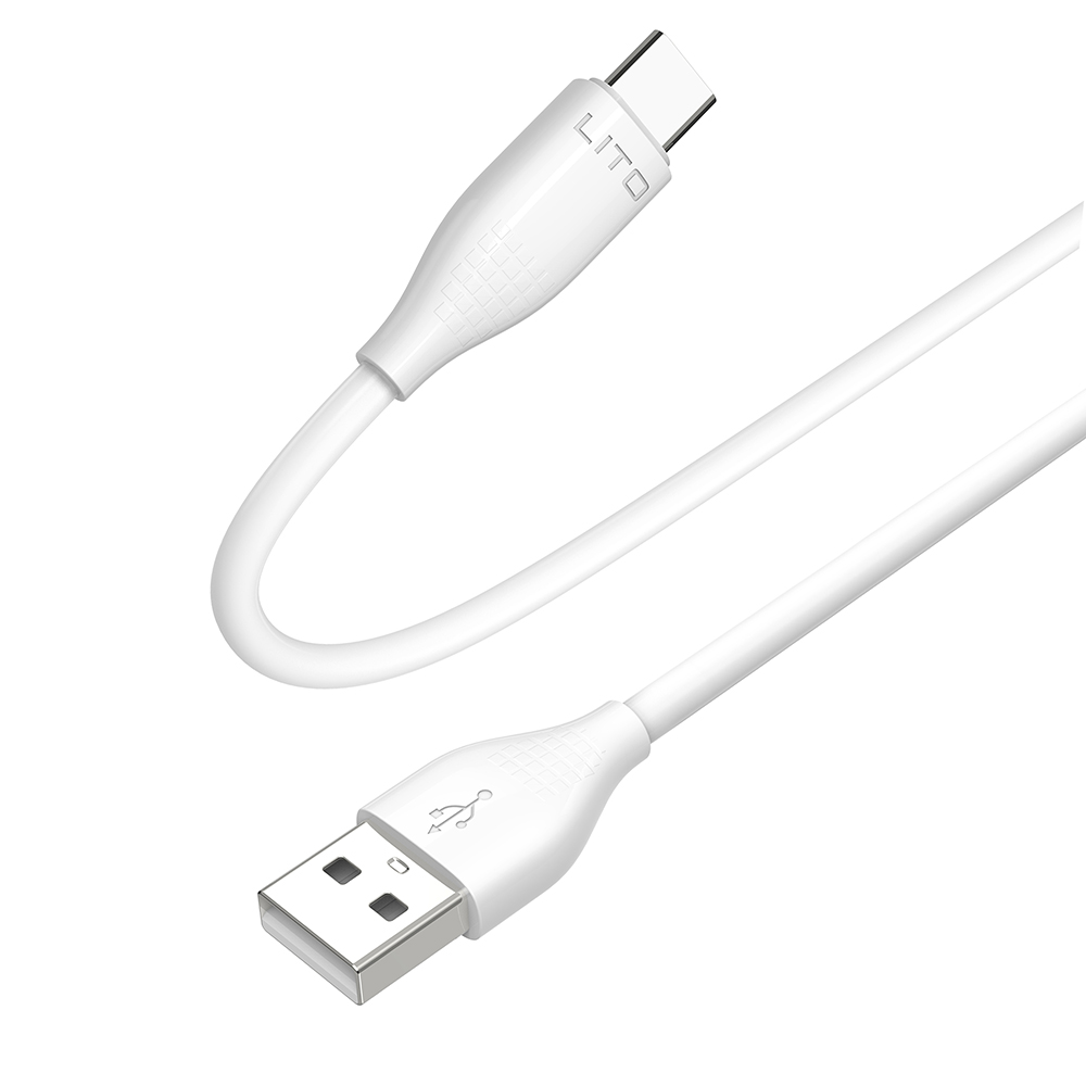 Кабел за данни с USB конектори, Type-C, 2.4A, 1m - Lito (LD03T) - Бял
