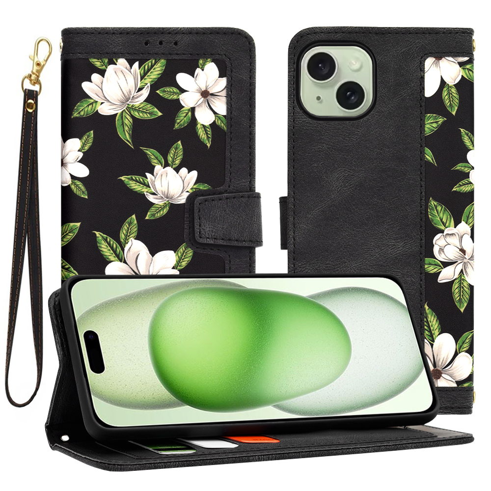 Калъф за iPhone 15 Plus - Techsuit FlipCraft - Flowers of the Dawn