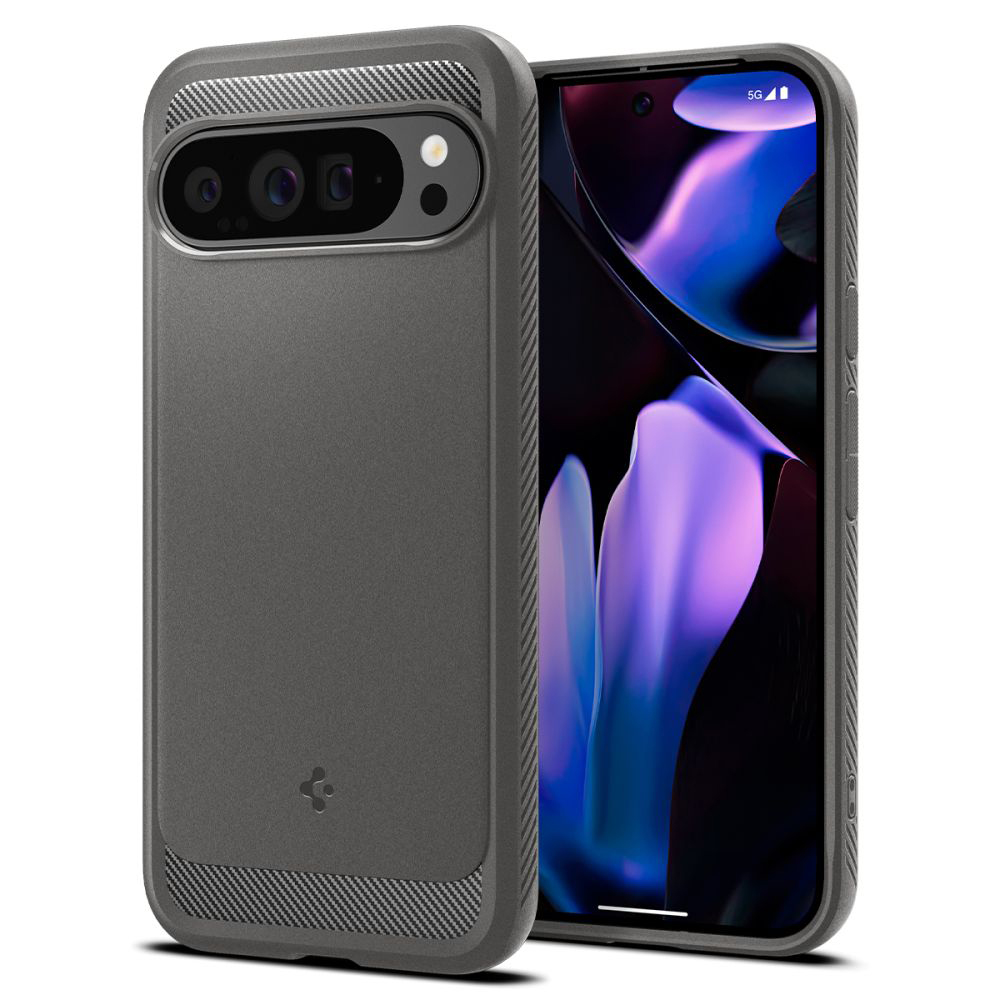 Калъф за Google Pixel 9 Pro XL - Spigen Rugged Armor (ACS07784) - мраморно сив