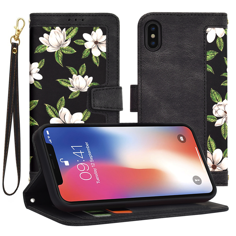 Калъф за iPhone X / iPhone XS - Techsuit FlipCraft - Flowers of the Dawn