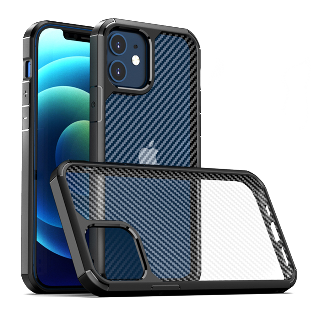 Калъф за iPhone 12 / iPhone 12 Pro - Techsuit CarbonFuse - Черен