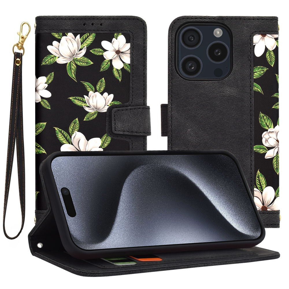 Калъф за iPhone 15 Pro - Techsuit FlipCraft - Flowers of the Dawn