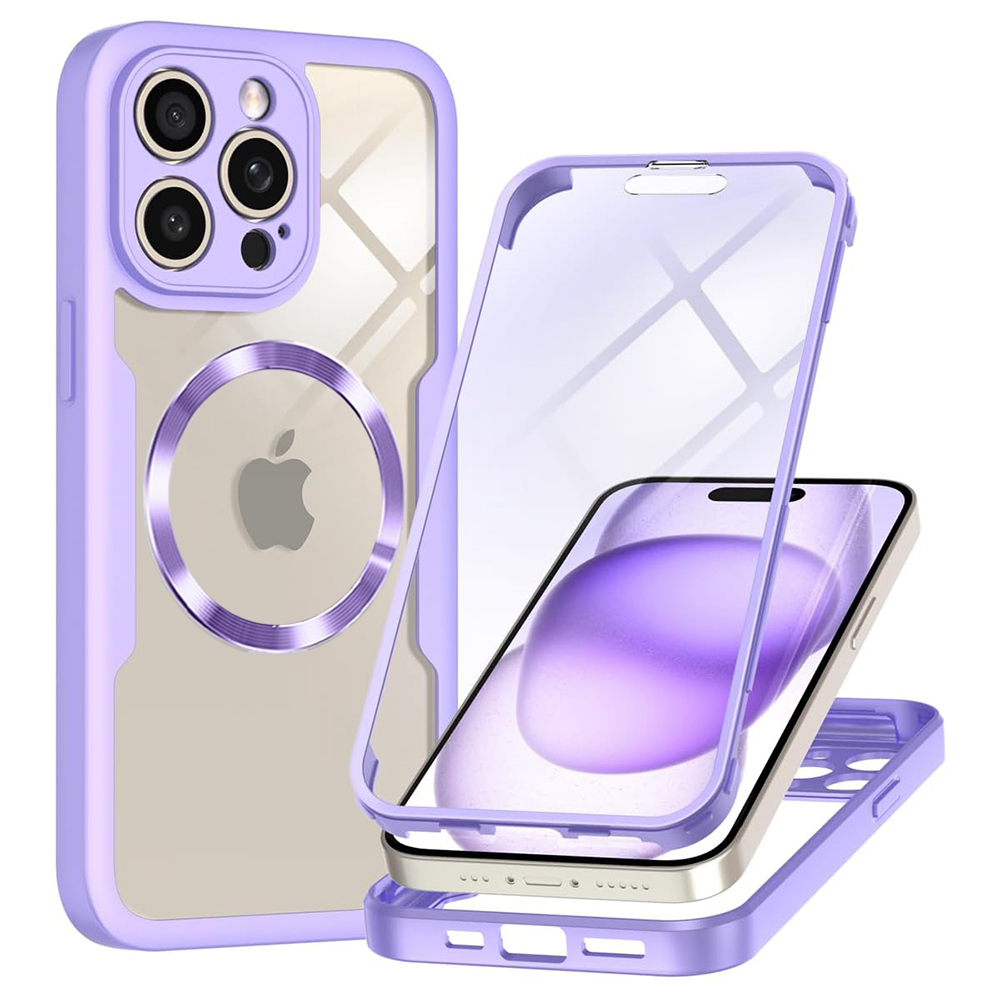 Калъф за iPhone 14 Pro + калъф - Techsuit ColorVerse 360 MagSafe MagSafe Series - Лилав