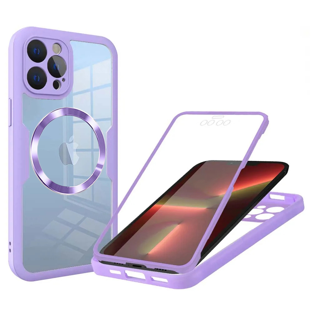 Калъф за iPhone 13 Pro + капак - Techsuit ColorVerse 360 MagSafe MagSafe Series - Лилав