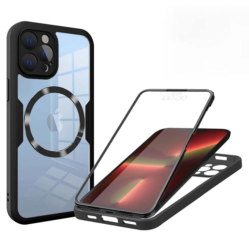 Калъф за iPhone 13 Pro + капак - Techsuit ColorVerse 360 MagSafe MagSafe Series - Черен