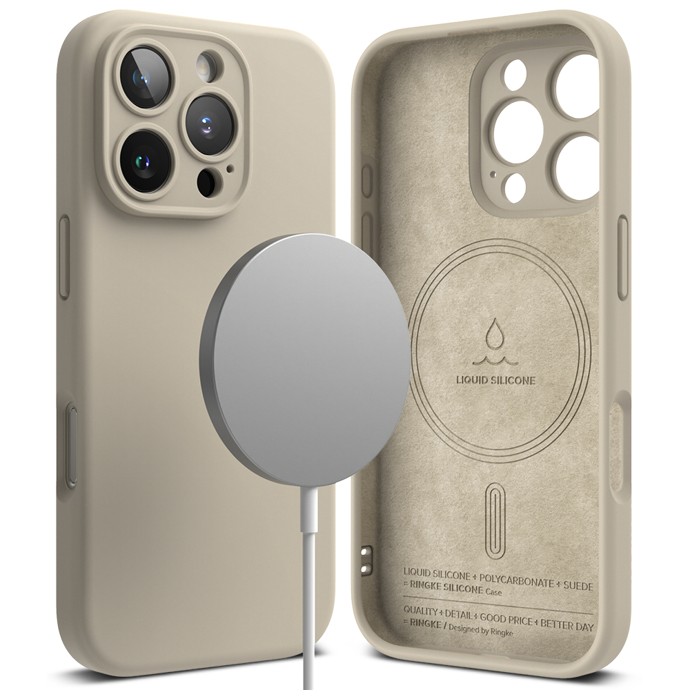Калъф за iPhone 16 Pro - Ringke Silicone Magnetic MagSafe - Stone